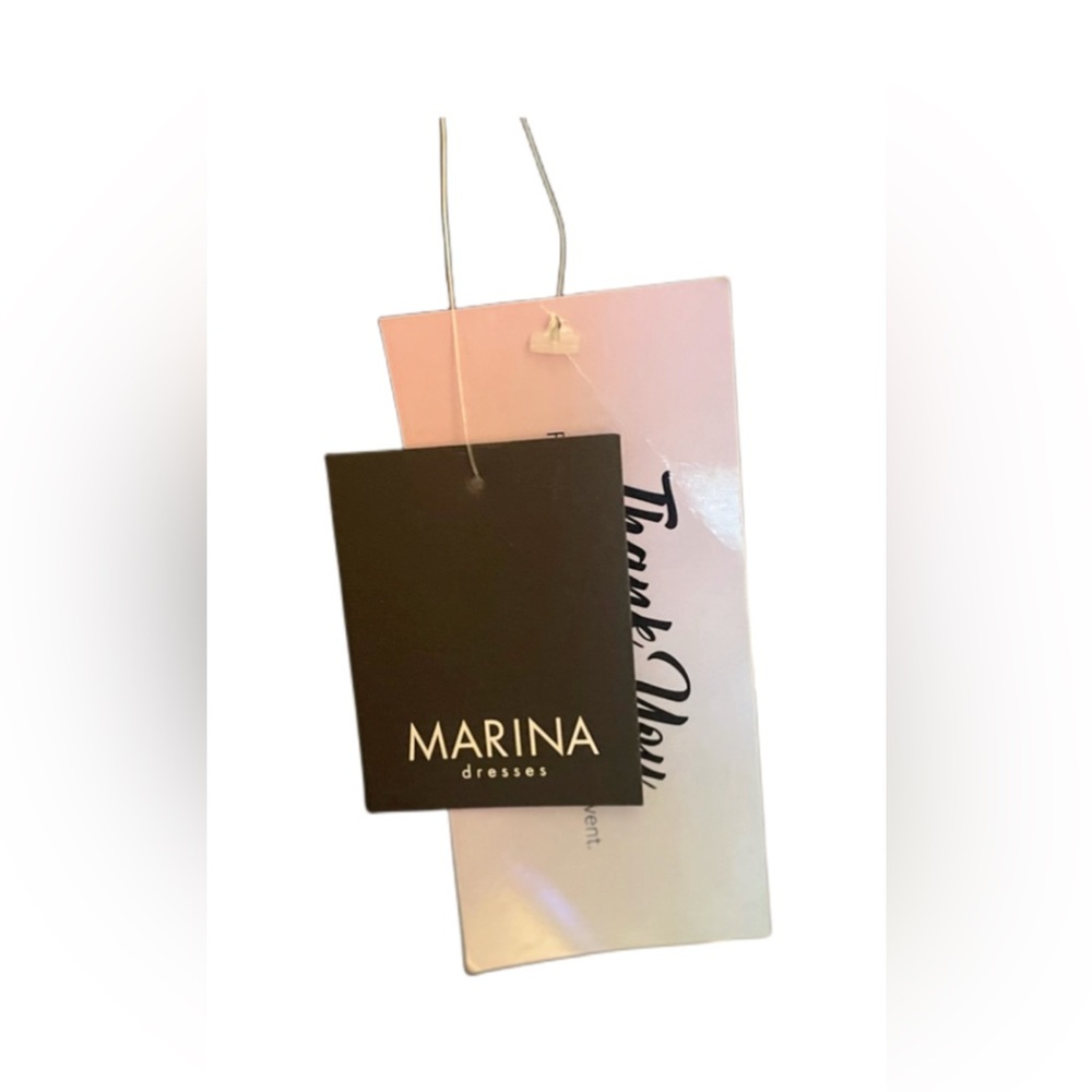 MARINA Black V-Neck Midi Dress w/ Fishtail Hem - Picture 7 of 8